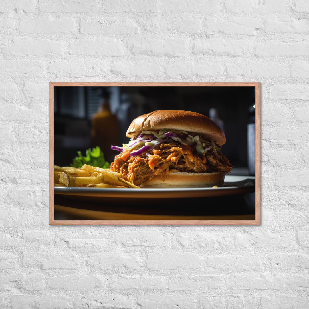 Melt in Your Mouth Pulled Pork Sandwich Framed poster 🤤 from Yumify.AI