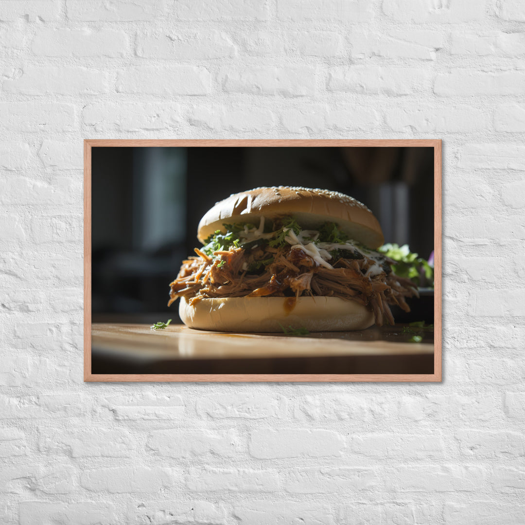 Juicy Pulled Pork Sandwich Framed poster 🤤 from Yumify.AI