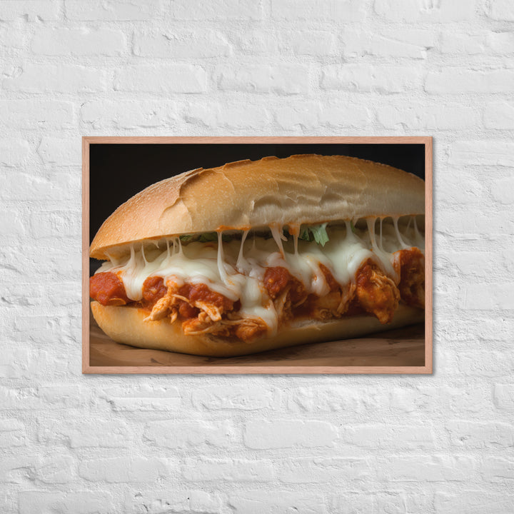 Hearty Chicken Parmesan on a Ciabatta Roll Framed poster 🤤 from Yumify.AI
