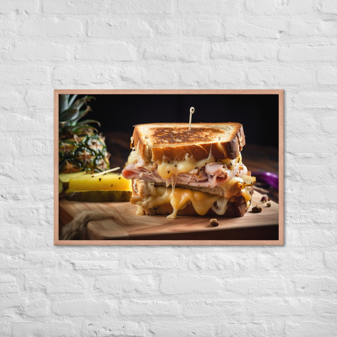 Hawaiian Grilled Cheese with Pineapple and Ham Framed poster 🤤 from Yumify.AI