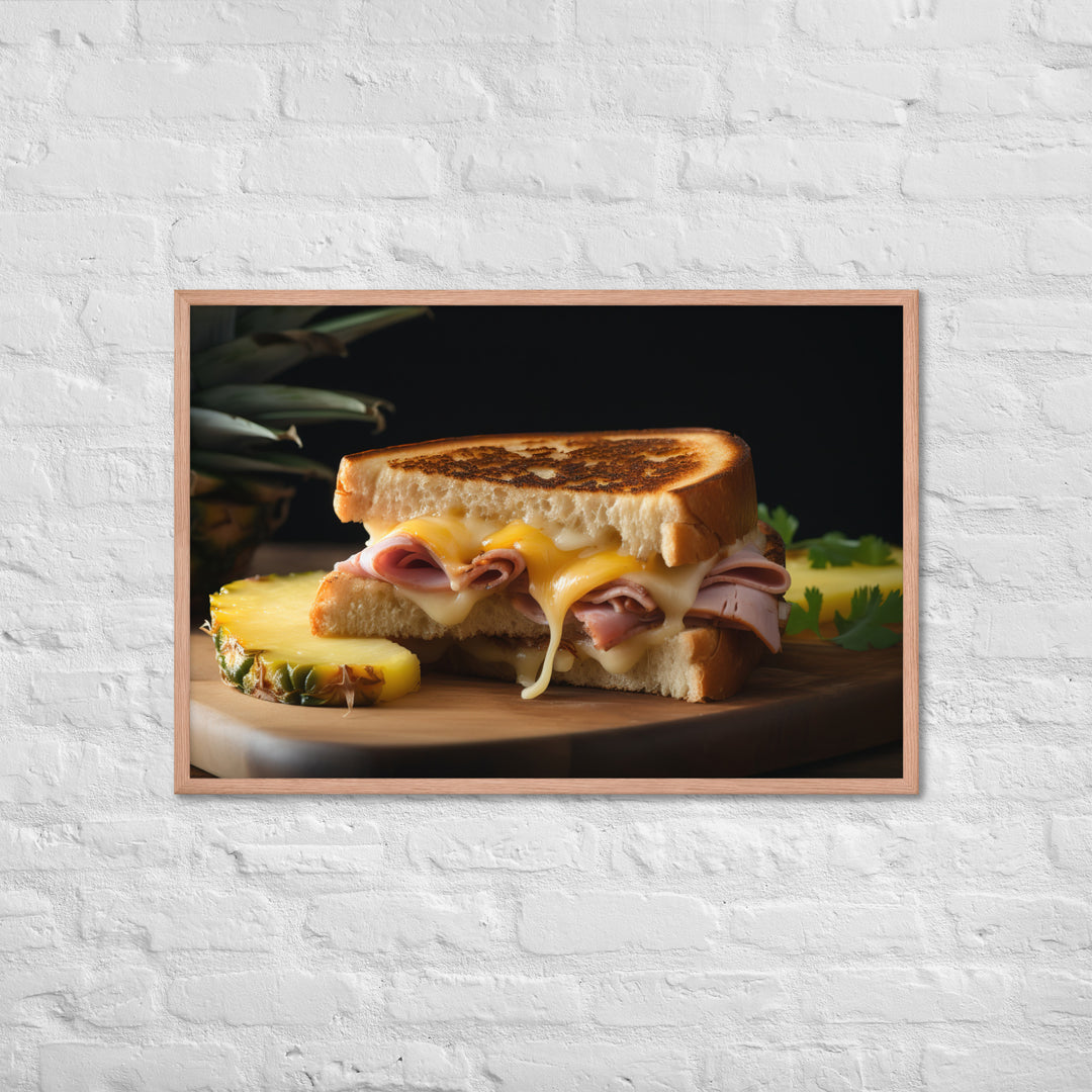 Hawaiian Grilled Cheese with Pineapple and Ham Framed poster 🤤 from Yumify.AI