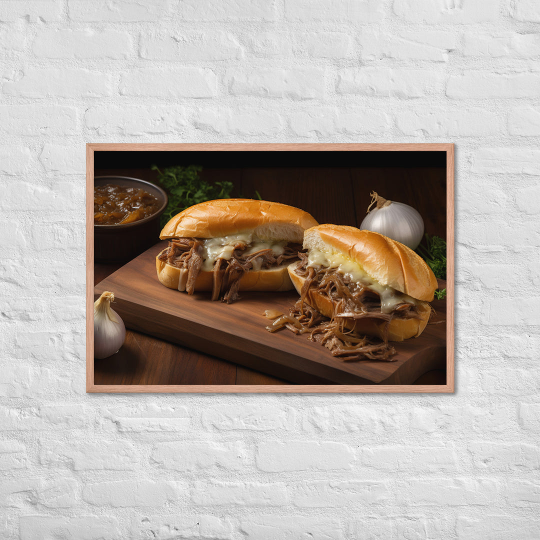 French Dip Sandwich with Caramelized Onions Framed poster 🤤 from Yumify.AI