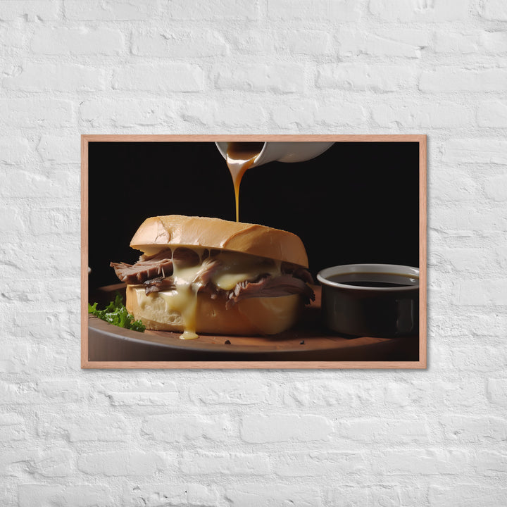 French Dip Sandwich with Au Jus Framed poster 🤤 from Yumify.AI