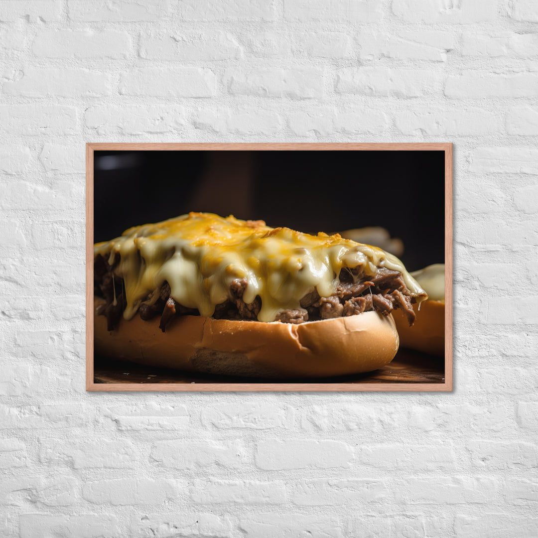 Cheesy Philly Cheesesteak Framed poster 🤤 from Yumify.AI