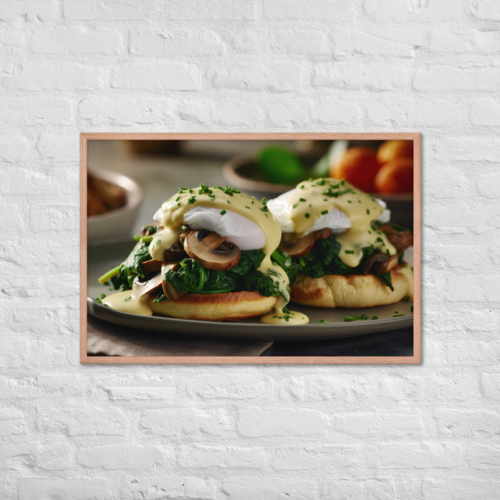 Spinach and Mushroom Eggs Benedict Framed poster 🤤 from Yumify.AI