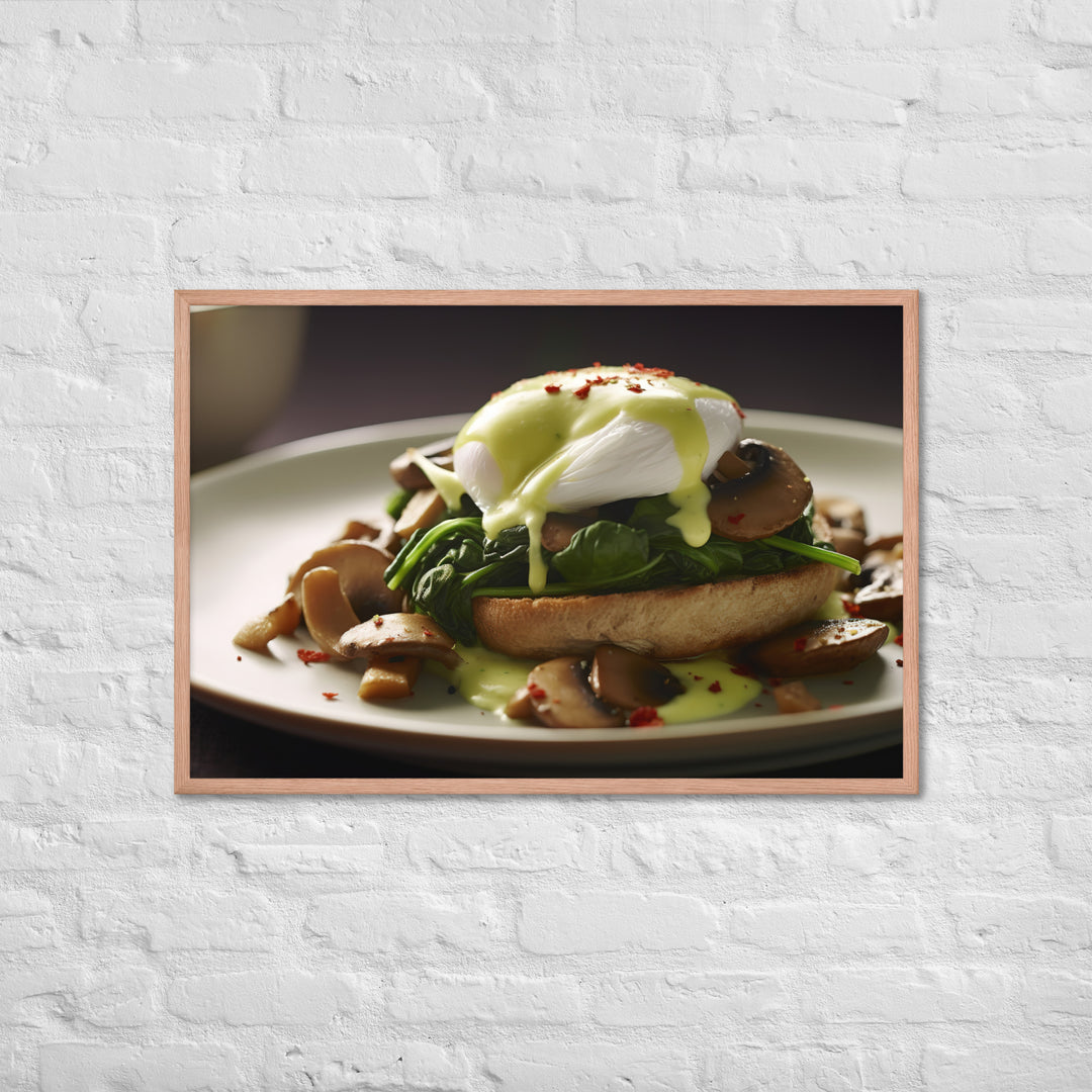 Spinach and Mushroom Eggs Benedict Framed poster 🤤 from Yumify.AI