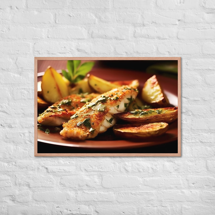 Oven Baked Fish and Wedges Framed poster 🤤 from Yumify.AI