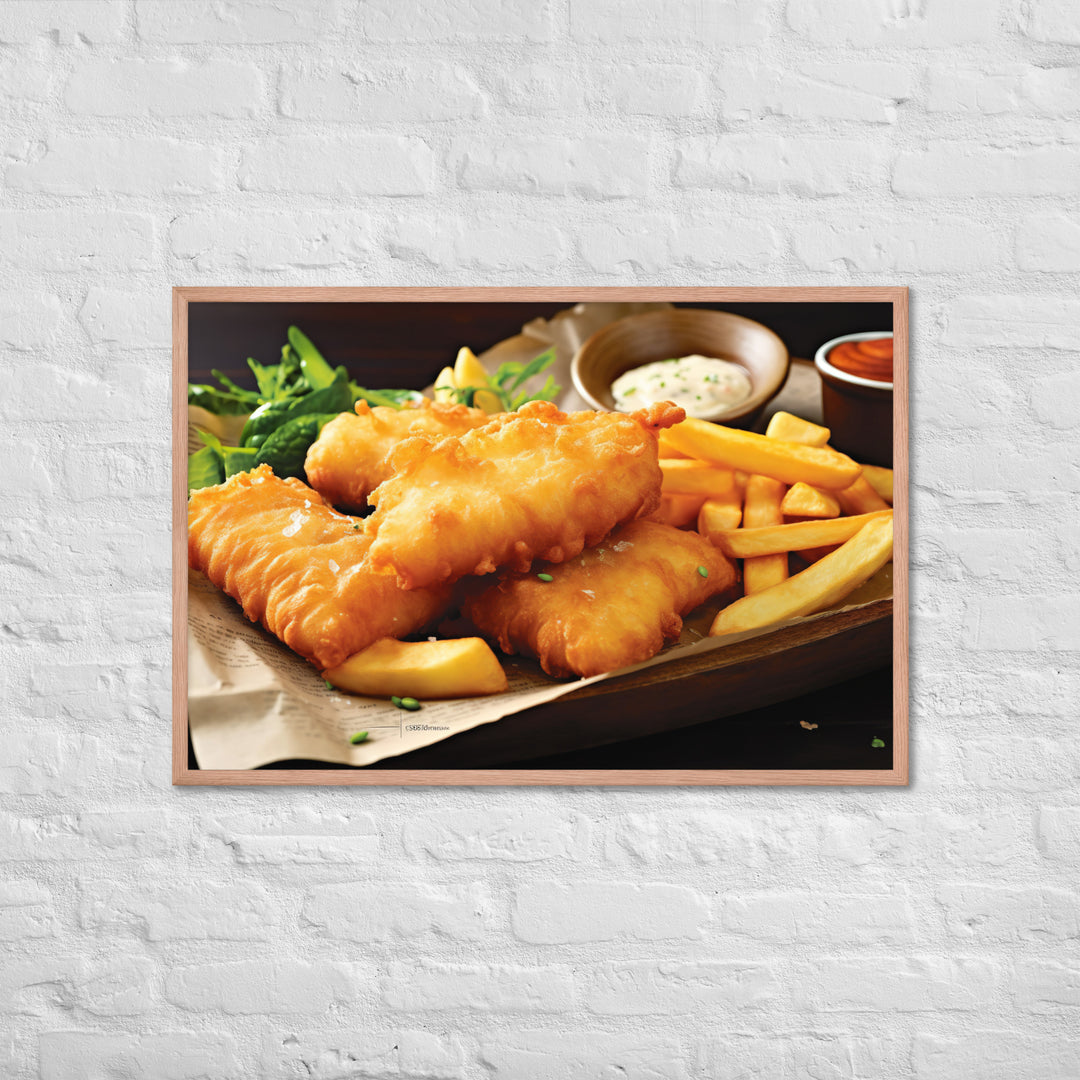 Beer Battered Fish and Chips Framed poster 🤤 from Yumify.AI