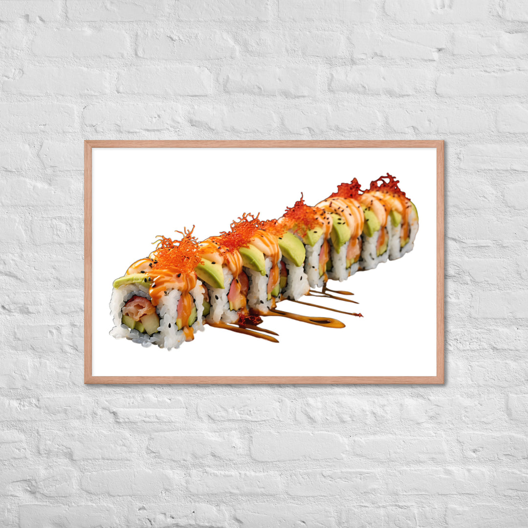 Vibrant Dragon Roll Sushi Framed Poster 🤤 from Yumify.AI