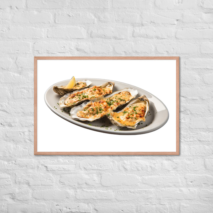 Grilled Oysters with Garlic Butter Framed poster 🤤 from Yumify.AI