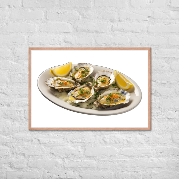 Grilled Oysters with Garlic Butter Framed poster 🤤 from Yumify.AI