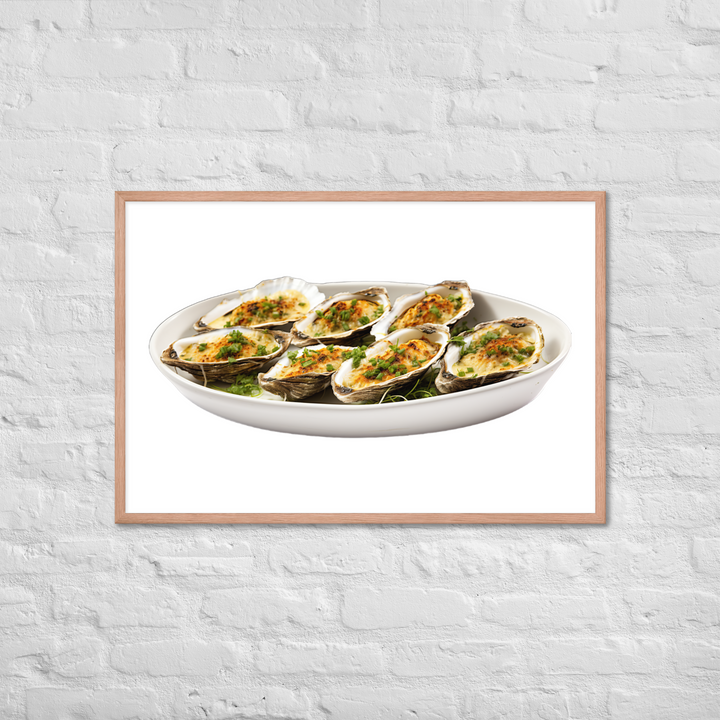 Grilled Oysters with Garlic Butter Framed poster 🤤 from Yumify.AI