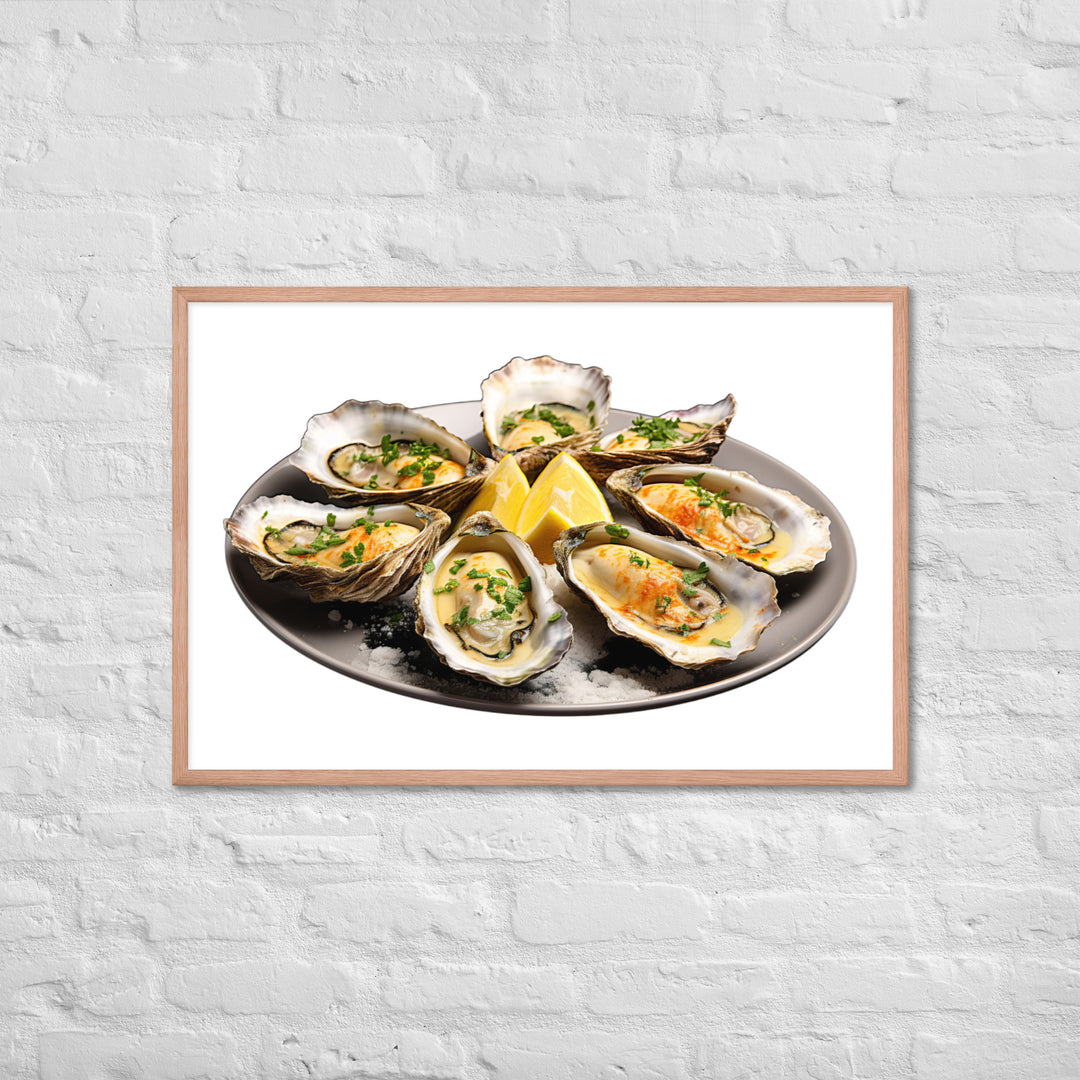 Grilled Oysters with Garlic Butter Framed poster 🤤 from Yumify.AI