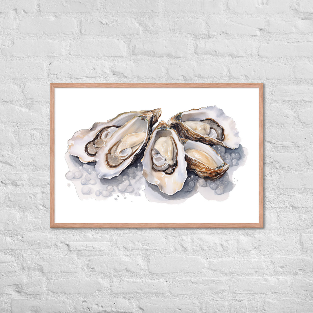 Fresh Raw Oysters Framed poster 🤤 from Yumify.AI