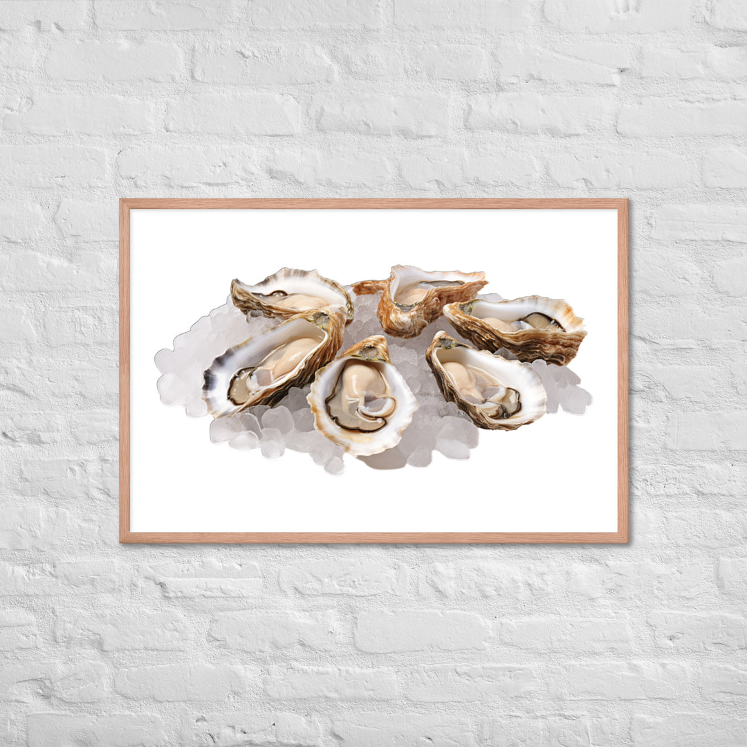 Fresh Raw Oysters Framed poster 🤤 from Yumify.AI