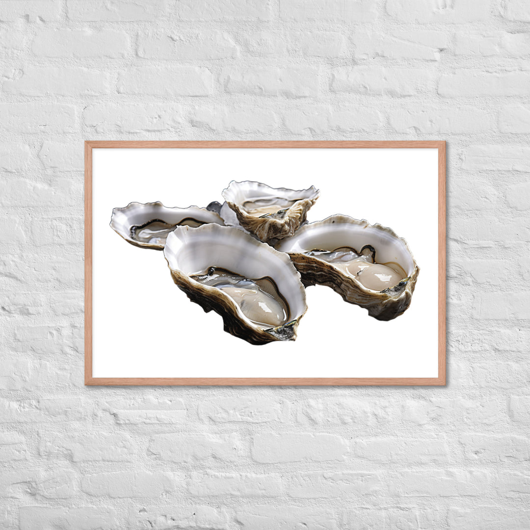 Fresh Raw Oysters Framed poster 🤤 from Yumify.AI