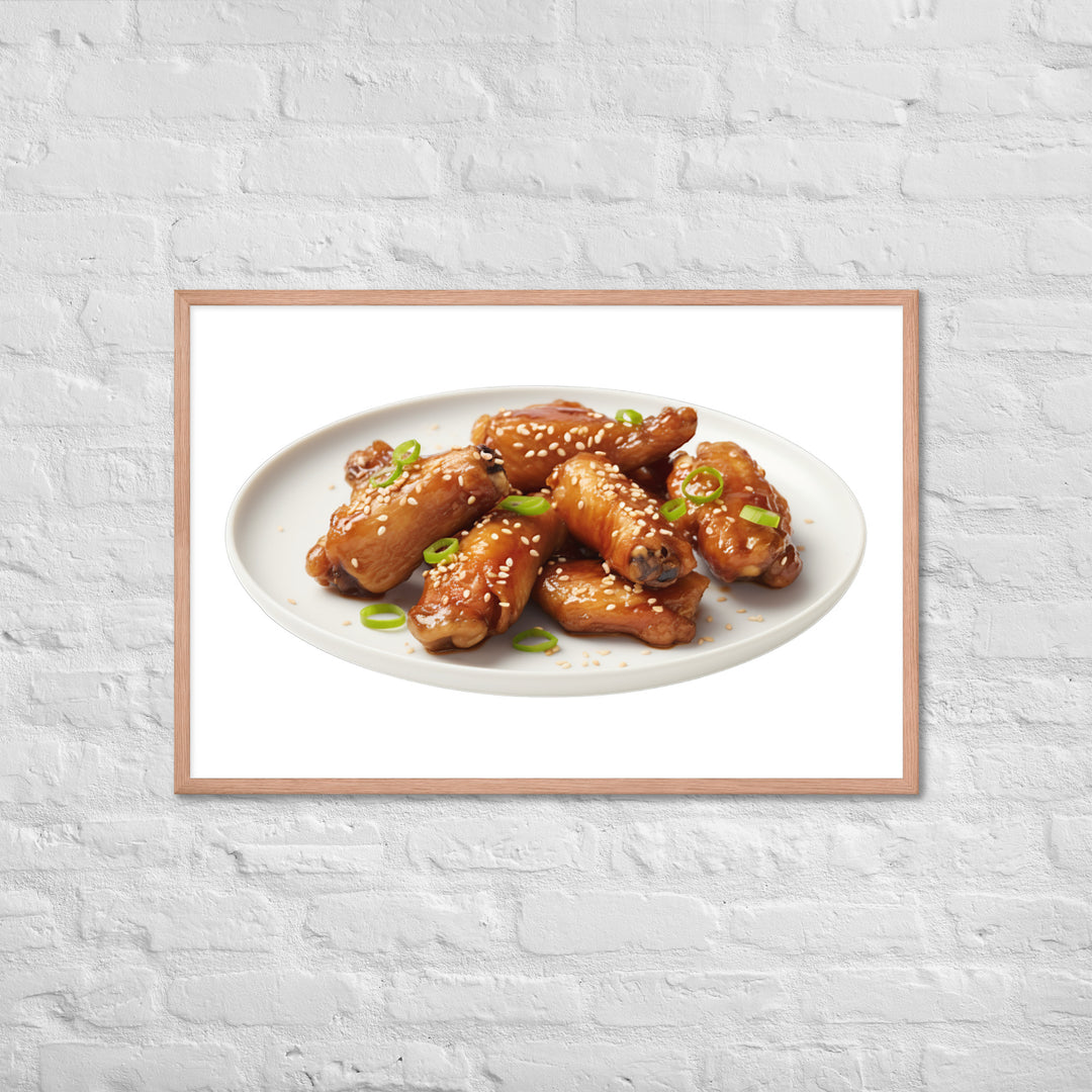 Teriyaki Glazed Chicken Wings Framed poster 🤤 from Yumify.AI