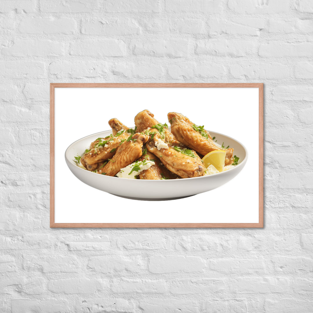 Garlic Parmesan Chicken Wings Framed poster 🤤 from Yumify.AI