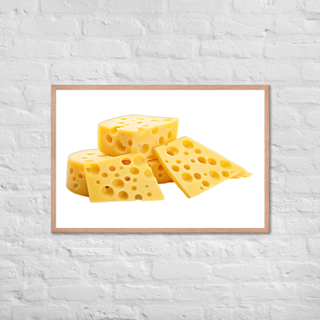 Swiss Cheese Slices Framed poster 🤤 from Yumify.AI