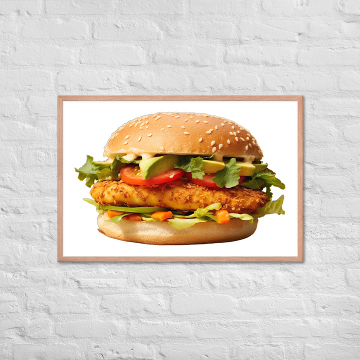 Spicy Chicken Burger Delight Framed poster 🤤 from Yumify.AI