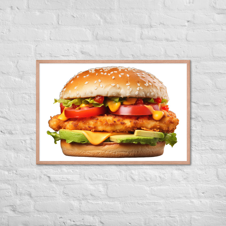 Spicy Chicken Burger Delight Framed poster 🤤 from Yumify.AI