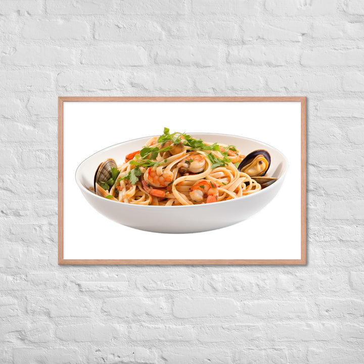 Seafood Linguine Delight Framed poster 🤤 from Yumify.AI