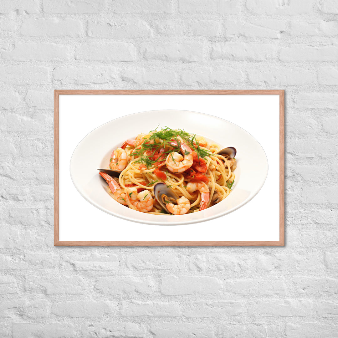 Seafood Linguine Delight Framed poster 🤤 from Yumify.AI