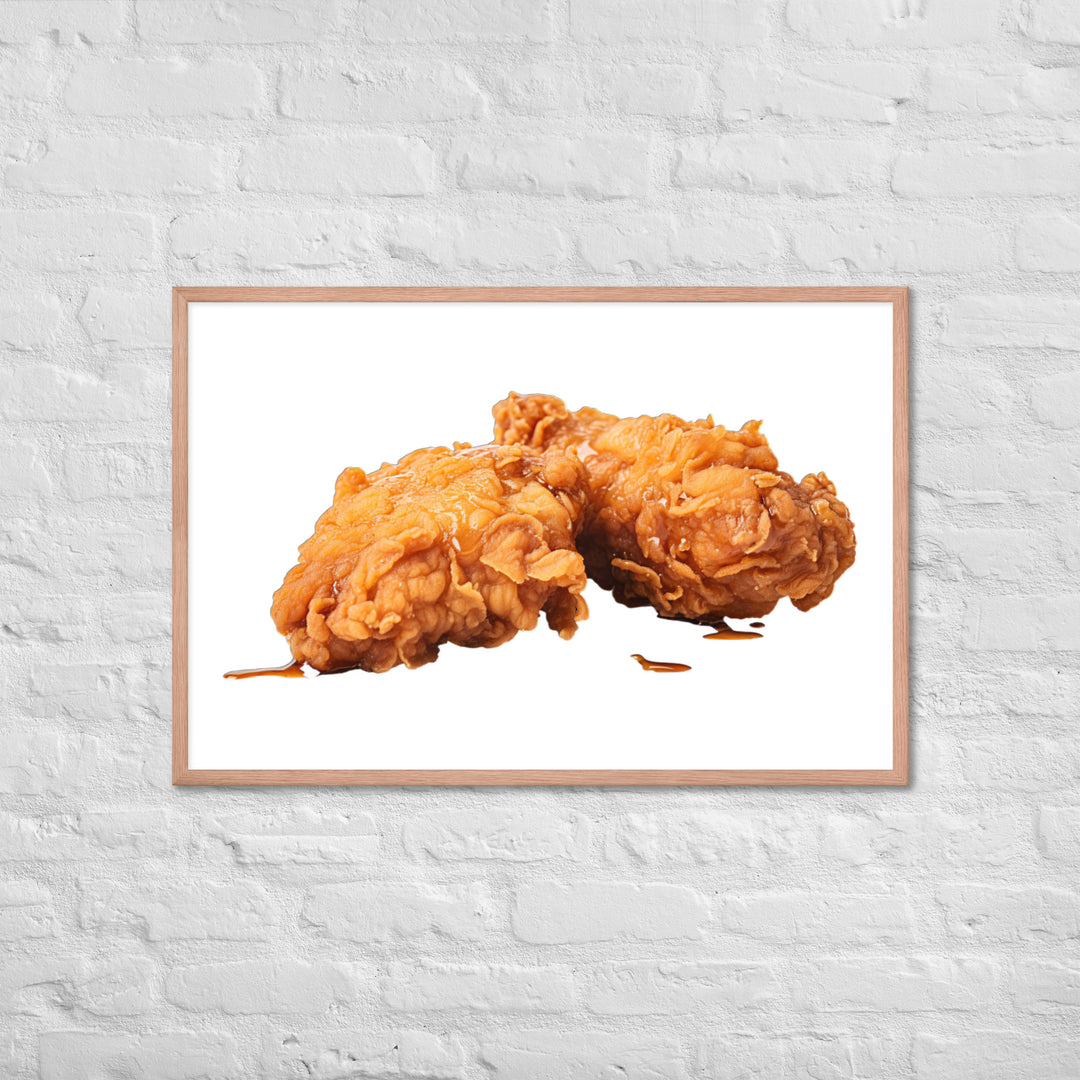 Golden Crispy Fried Chicken Framed poster 🤤 from Yumify.AI