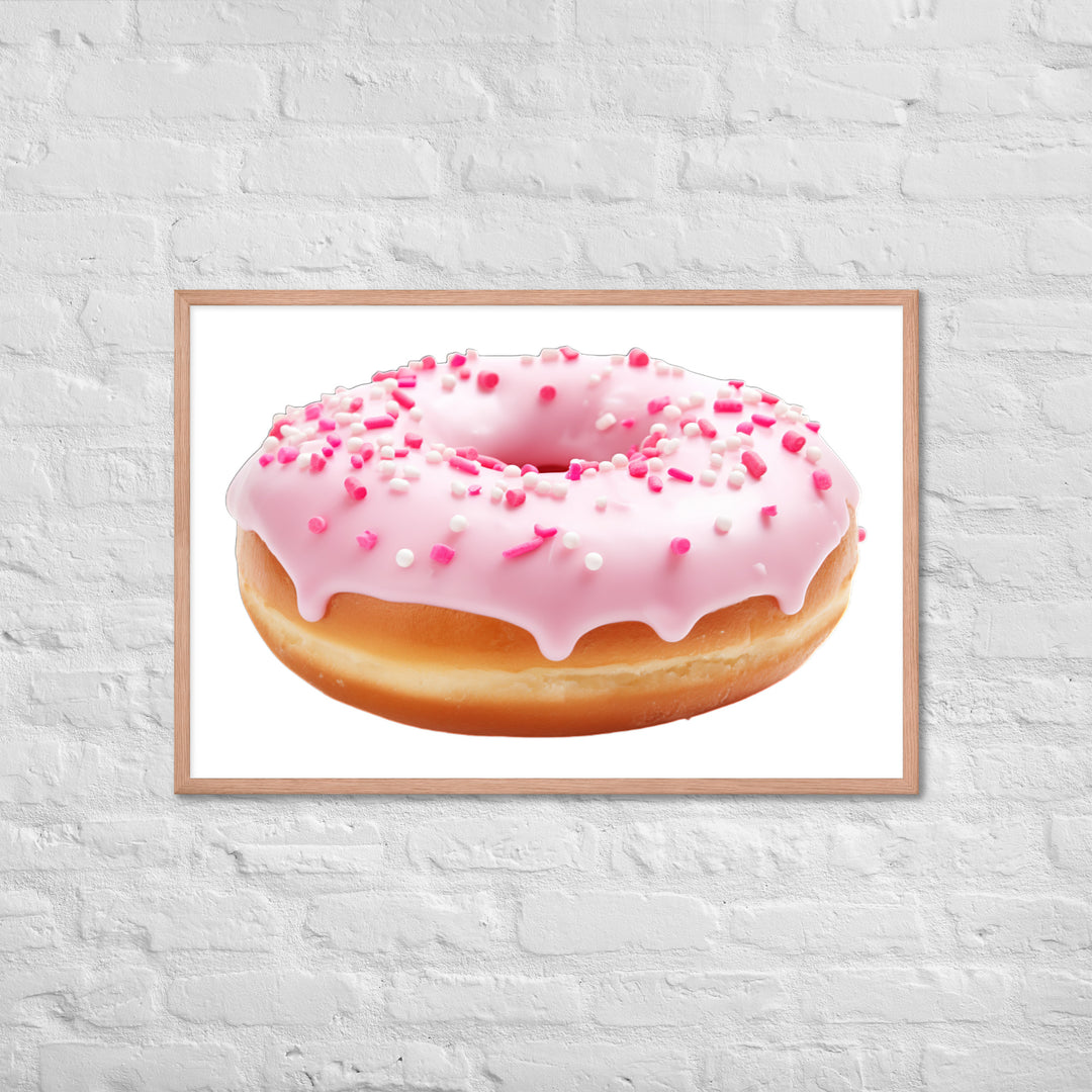 Strawberry Frosted Donut Framed poster 🤤 from Yumify.AI