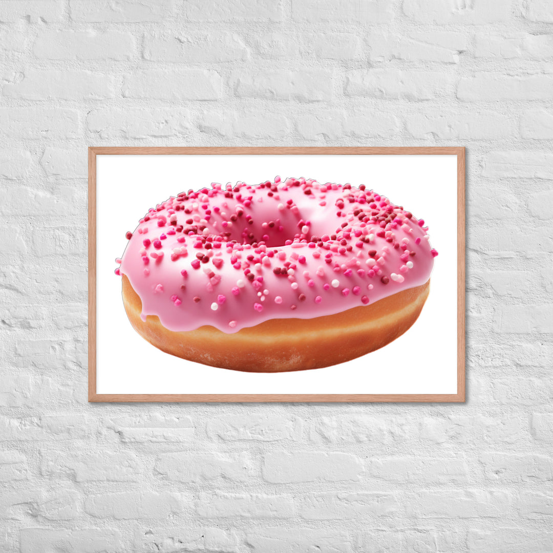 Strawberry Frosted Donut Framed poster 🤤 from Yumify.AI