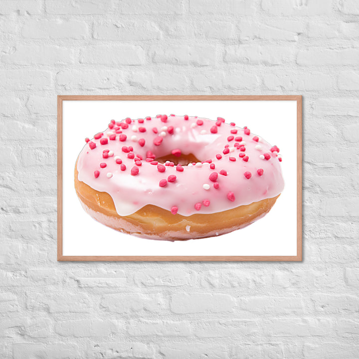 Strawberry Frosted Donut Framed poster 🤤 from Yumify.AI