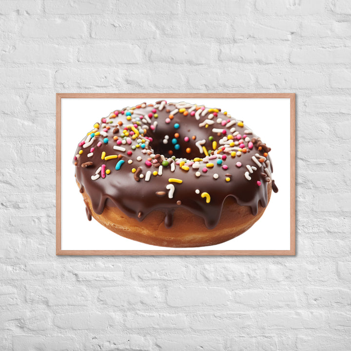 Sprinkled Chocolate Donut Framed poster 🤤 from Yumify.AI