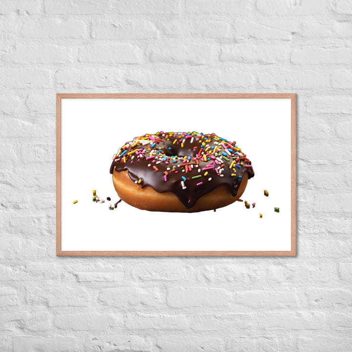 Sprinkled Chocolate Donut Framed poster 🤤 from Yumify.AI