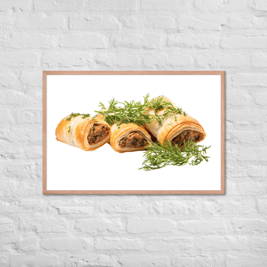 Vegan Sausage Rolls Showcase Framed poster 🤤 from Yumify.AI