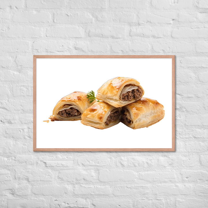 Sausage Rolls with Caramelized Onions Framed poster 🤤 from Yumify.AI