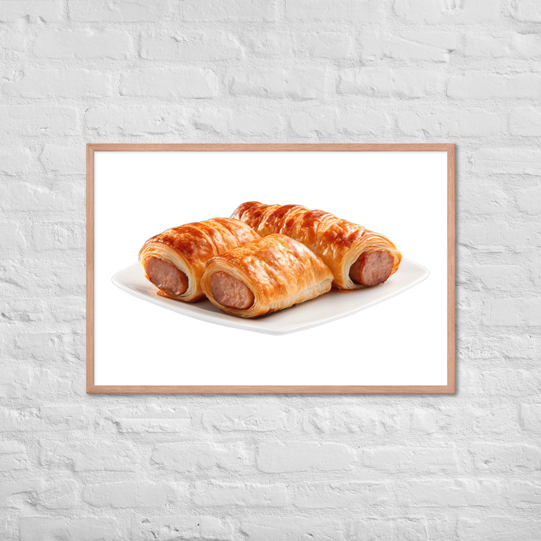 Flaky Golden Sausage Rolls Framed poster 🤤 from Yumify.AI