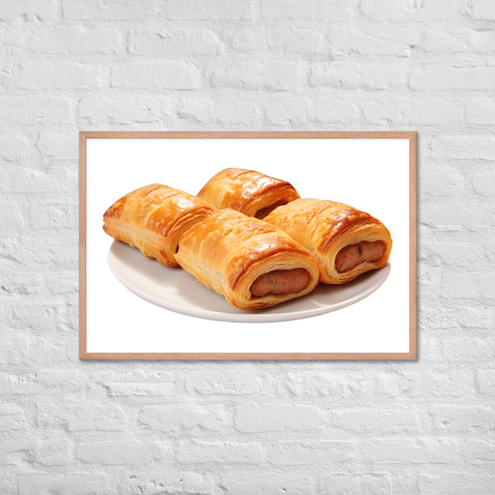 Flaky Golden Sausage Rolls Framed poster 🤤 from Yumify.AI