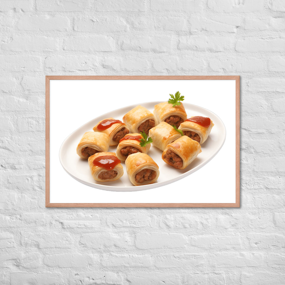 Bite Sized Mini Sausage Rolls Framed poster 🤤 from Yumify.AI