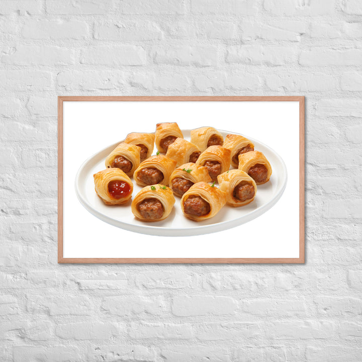 Bite Sized Mini Sausage Rolls Framed poster 🤤 from Yumify.AI