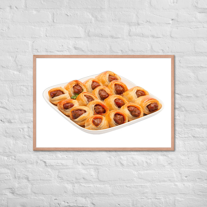 Bite Sized Mini Sausage Rolls Framed poster 🤤 from Yumify.AI