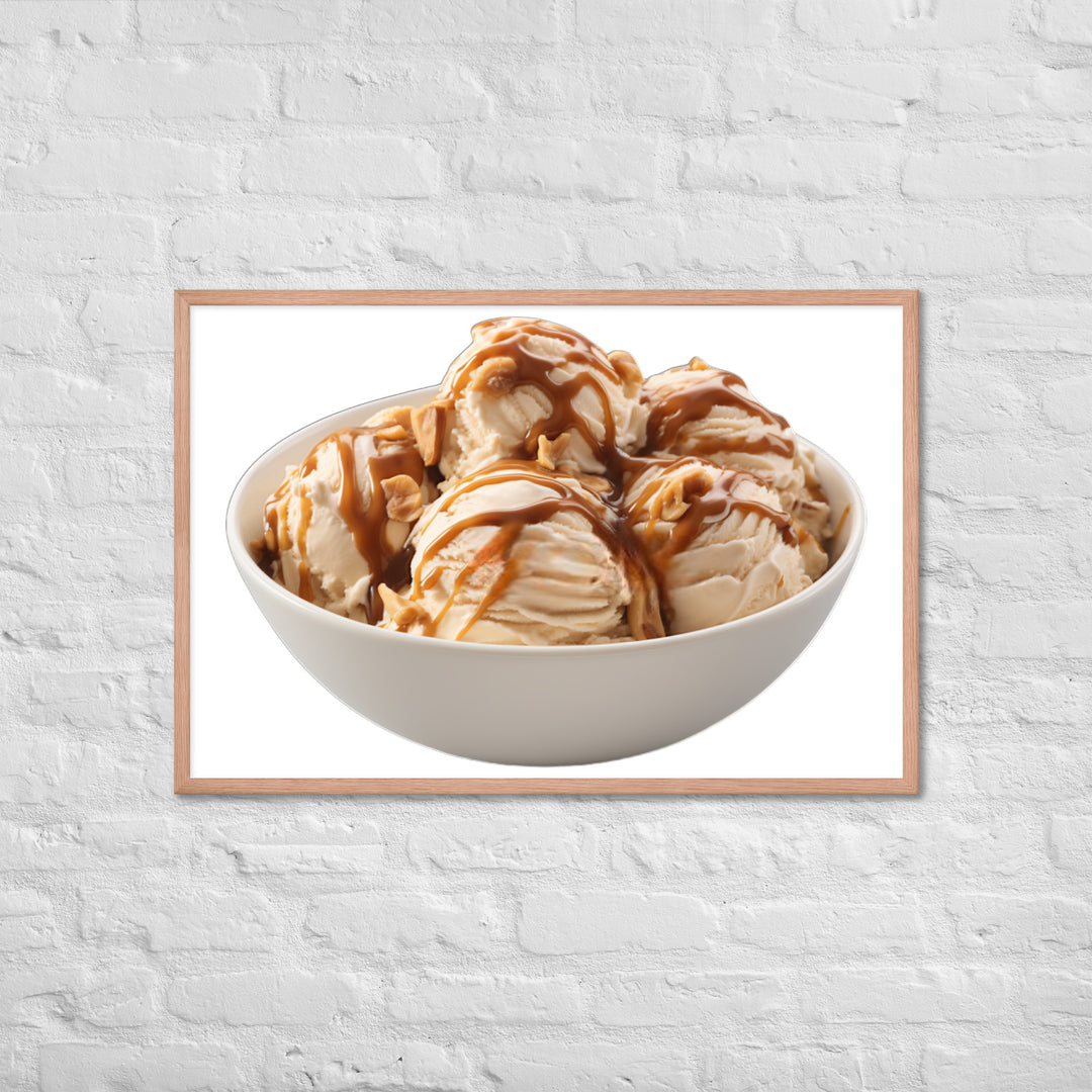 Caramel Swirls in Coffee Ice Cream Framed poster 🤤 from Yumify.AI