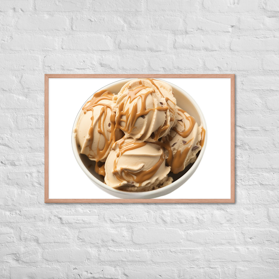 Caramel Swirls in Coffee Ice Cream Framed poster 🤤 from Yumify.AI