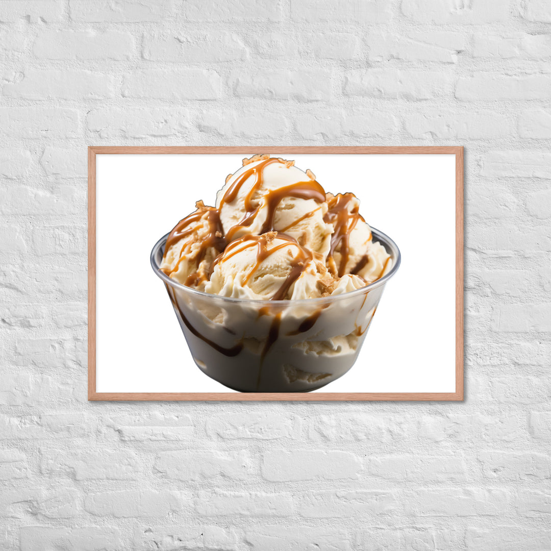 Caramel Swirls in Coffee Ice Cream Framed poster 🤤 from Yumify.AI