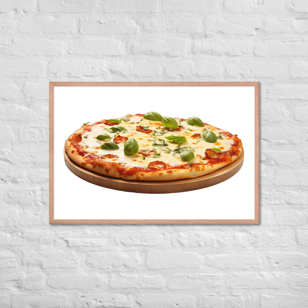 Cheese Dripping Margherita Pizza Framed poster 🤤 from Yumify.AI