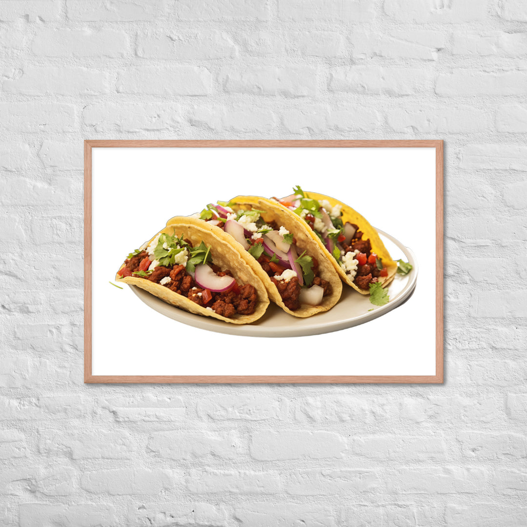 Spicy Chorizo Tacos Glow Framed poster 🤤 from Yumify.AI