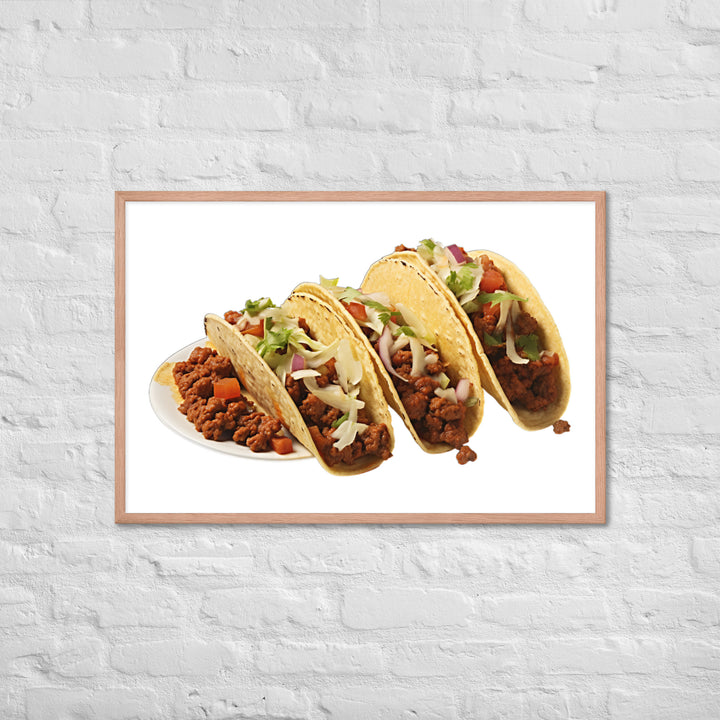 Spicy Chorizo Tacos Glow Framed poster 🤤 from Yumify.AI