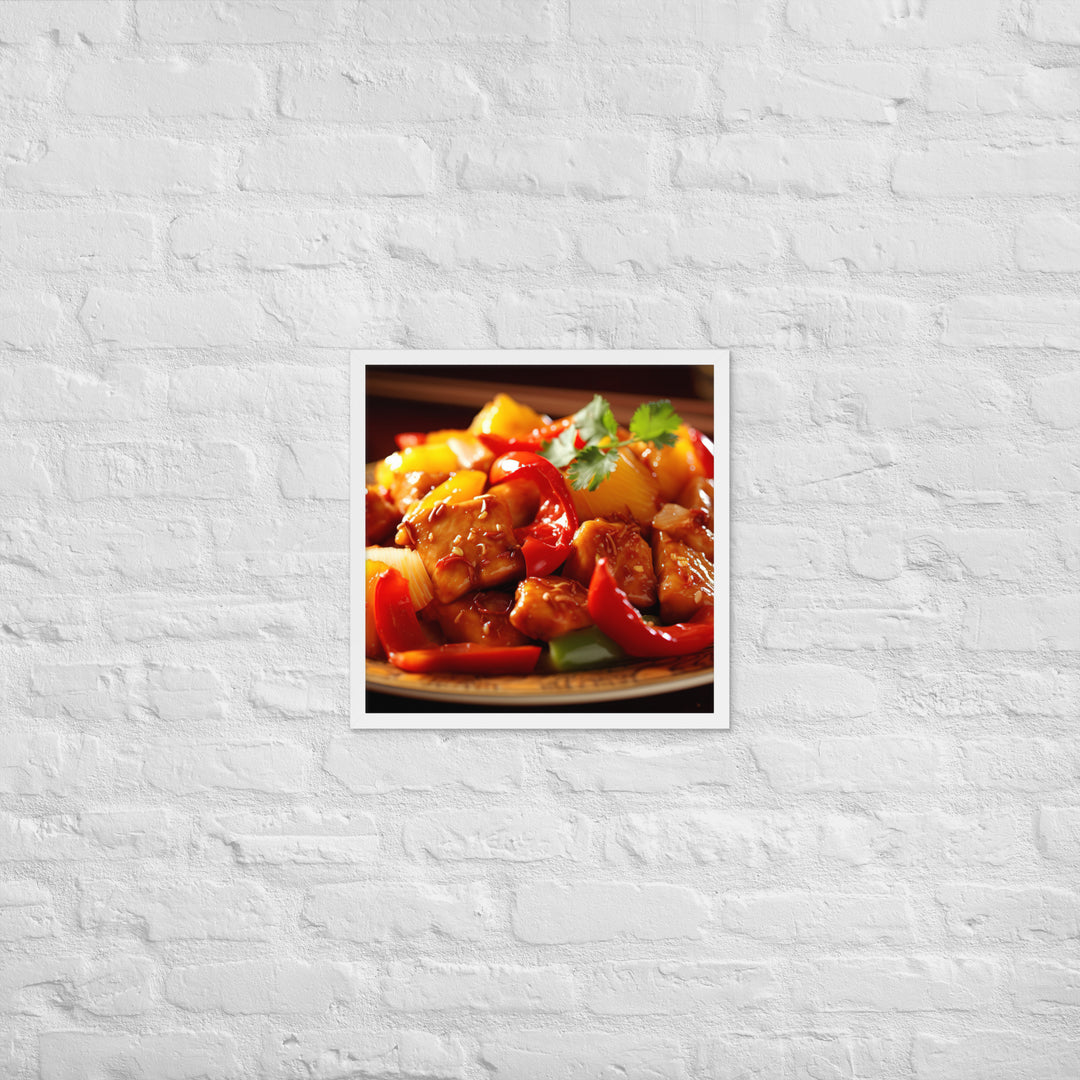 Sweet and sour chicken Framed poster 🤤 from Yumify.AI