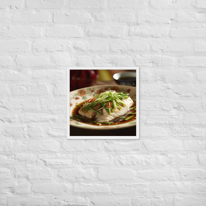 Steamed Fish with Ginger and Scallions Framed poster 🤤 from Yumify.AI