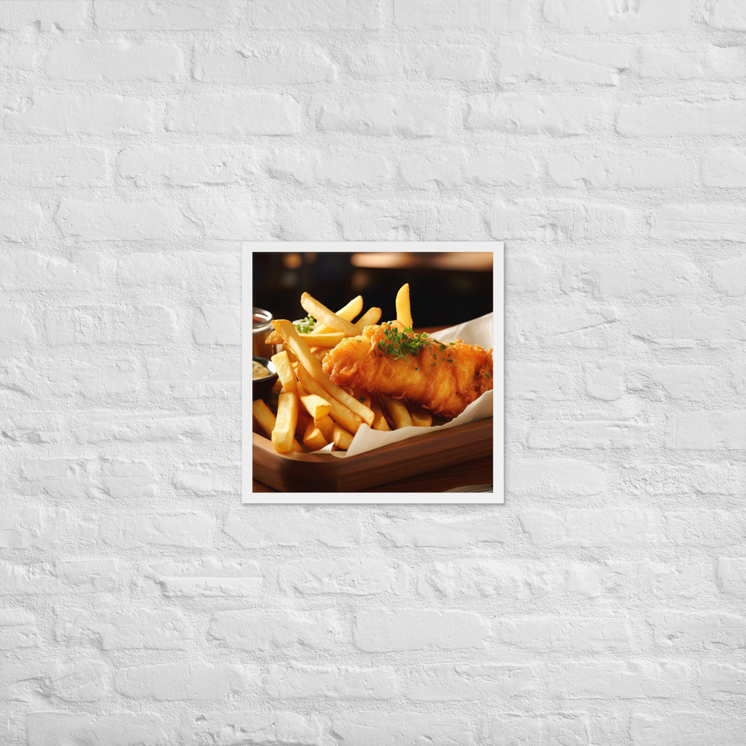 Barramundi Fish and Chips Framed poster 🤤 from Yumify.AI