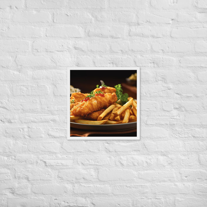 Barramundi Fish and Chips Framed poster 🤤 from Yumify.AI